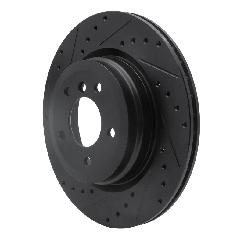 BMW 335XI Brake Rotor (1) - Rear Left - R1 Concepts - Drilled & Slotted - Black - `06-`15